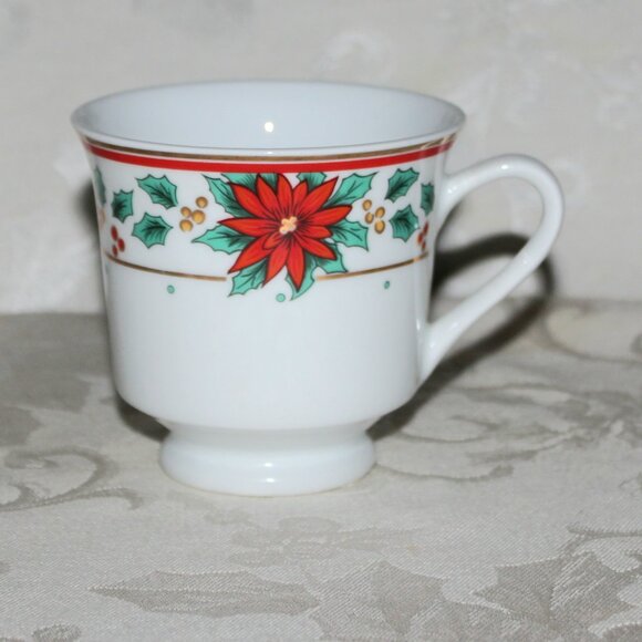 Christmas Poinsettia Teacup Set | Royal Heritage Collection Porcelain Set - Picture 2 of 8